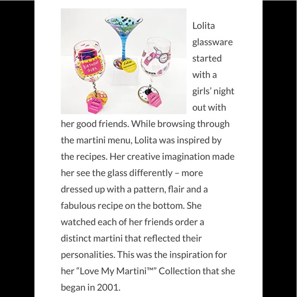 LOLITA Glassware hand painted Shopoholic Martini glass, 10 oz, NWT - Picture 4 of 4